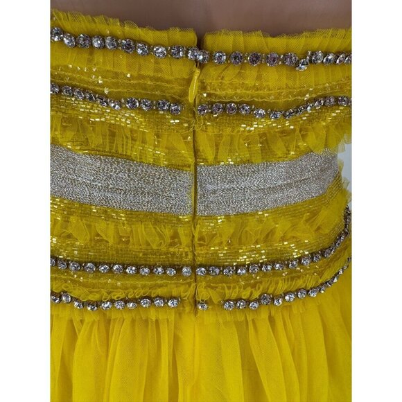 Naeem Khan Gown Yellow Tulle Crystal Halter US 10 – Runway Spring 2018 - Picture 12 of 15